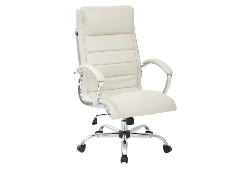 Terwilliger Cream Faux Leather Executive Rolling Office Desk Chair - 360
