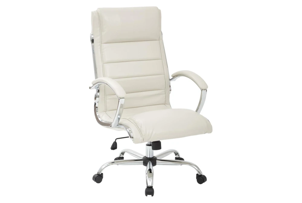 Terwilliger Cream Faux Leather Executive Rolling Office Desk Chair
