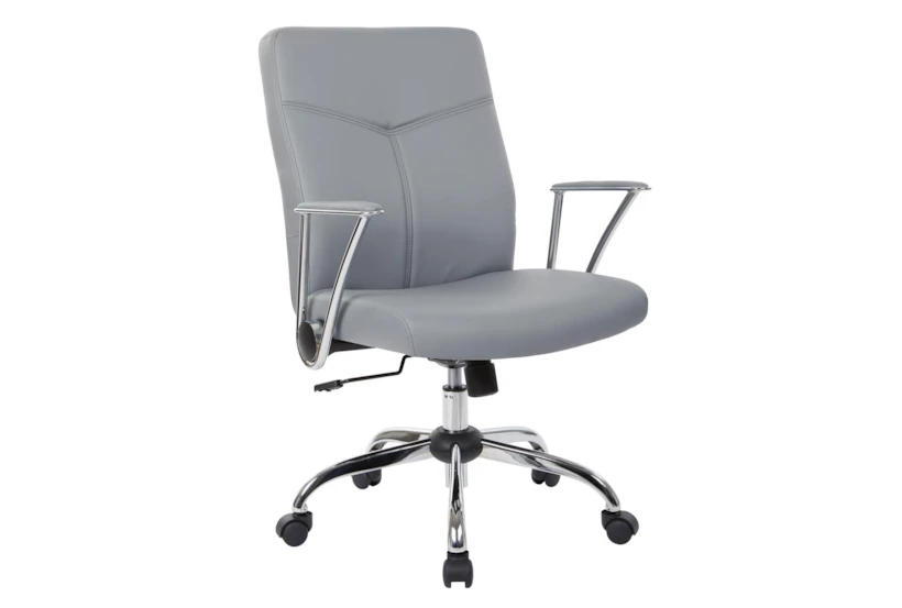 Macadam Charcoal Faux Leather Rolling Office Desk Chair - 360