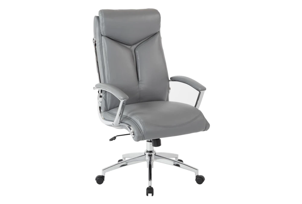 Sweeney Grey Executive Faux Leather High Back Rolling Office Desk Chair