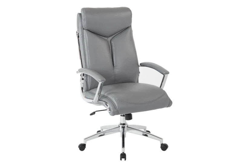 Sweeney Grey Executive Faux Leather High Back Rolling Office Desk Chair - 360