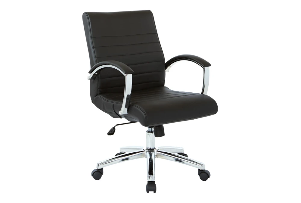 Parkhill Black Executive Faux Leather Low Back Rolling Office Desk Chair