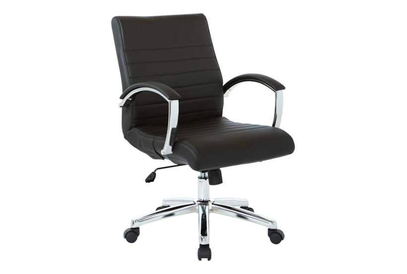 Parkhill Black Executive Faux Leather Low Back Rolling Office Desk Chair - 360