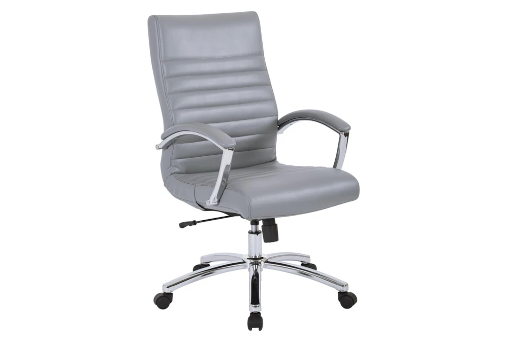 Burlingame Gray Executive Mid-Back Faux Leather Rolling Office Desk Chair