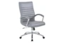 Burlingame Gray Executive Mid-Back Faux Leather Rolling Office Desk Chair - Signature