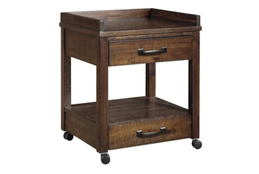 Morton Rustic Brown Printer Stand With 2 Outlets & 2 Usb Ports