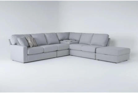 Nora 130" 5 Piece Storage Corner Sectional With Right Arm Facing Storage Ottoman