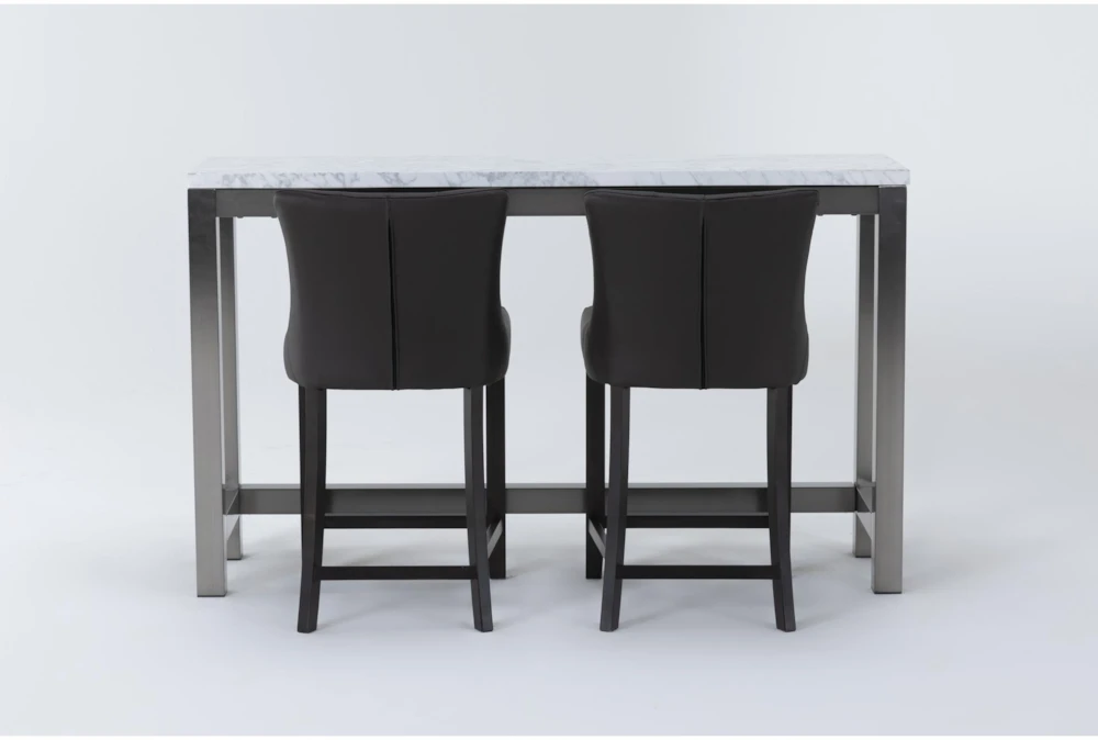 Toby Marble Console With Cindy Leather Counter Stool Set For 2