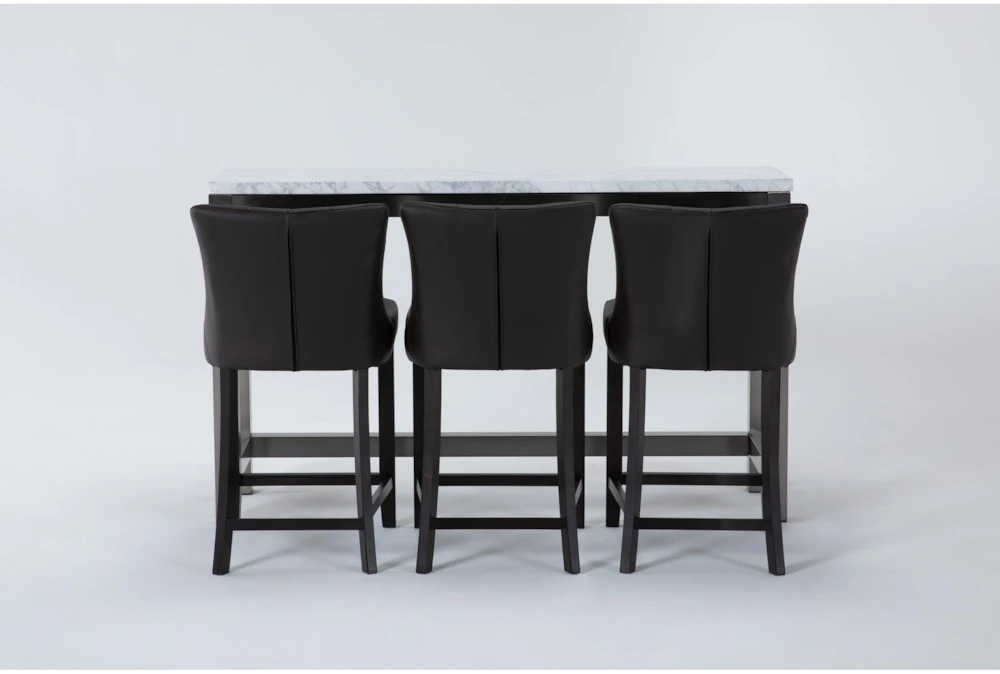 Toby Marble Console With Cindy Leather Counter Stool Set For 3