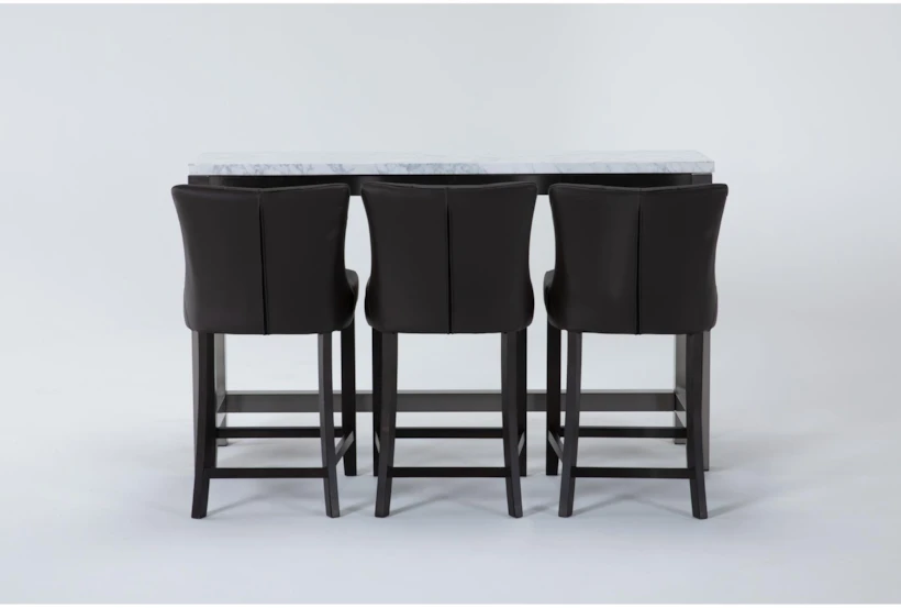 Toby Marble Console With Cindy Leather Counter Stool Set For 3 - 360