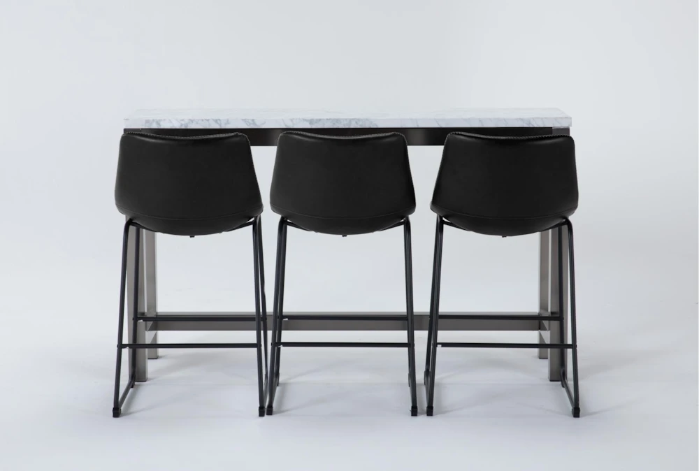 Toby Marble Console With Cobbler Black Counter Stool Set For 3