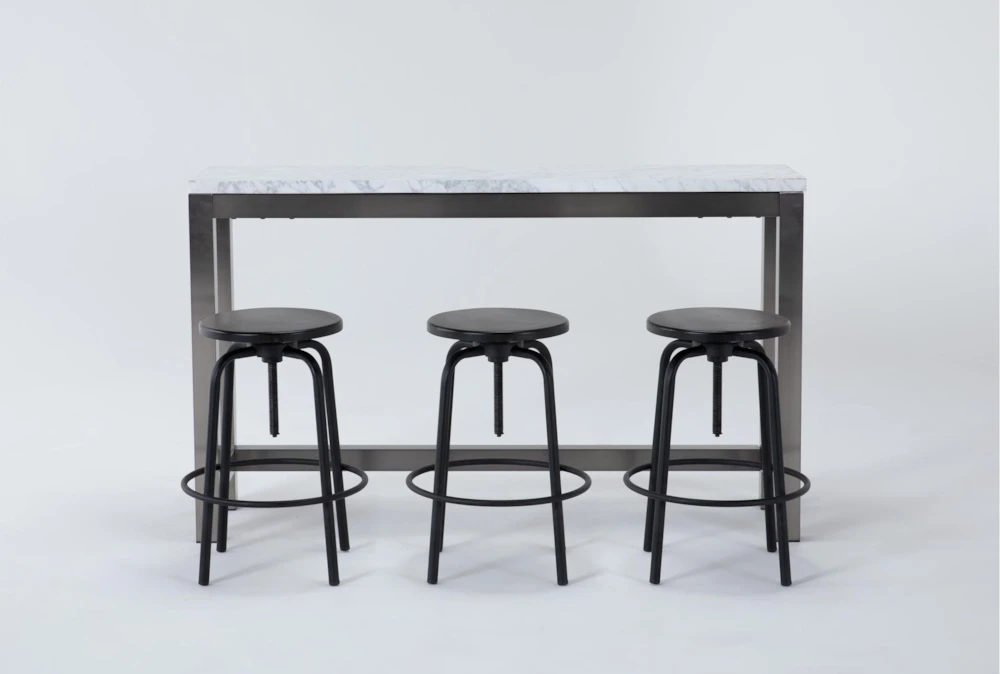 Toby Marble Console With Millie Counter Stool Set For 3