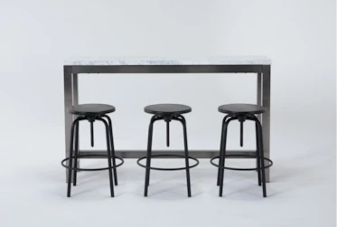Toby 4 Piece Marble Console Table Set With Millie Counter Stool