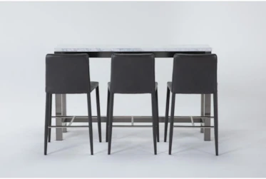 Toby Marble Console With Topher Counter Stool Set For 3