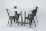 Toby 5 Piece Marble Top Round Dining Set With Dela Bronze Side Chair - Signature