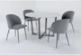 Toby Marble Top Round Dining With Duffy Grey Side Chair Set For 4 - Signature