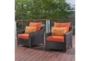 Sagrada Outdoor 5 Piece Club Chair & Ottoman Set With Tikka Orange Sunbrella Cushions - Room