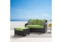 Sagrada Outdoor Loveseat & Ottoman With Ginkgo Green Sunbrella Cushions - Room