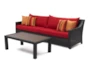 Sagrada Outdoor 96 Inch Sofa With Sunset Red Sunbrella Cushions & Wood Top Coffee Table - Signature
