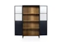 Black + Natural Glass Door Cabinet - Storage