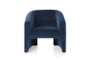 Navy Velvet Sculpted Accent Chair - Front