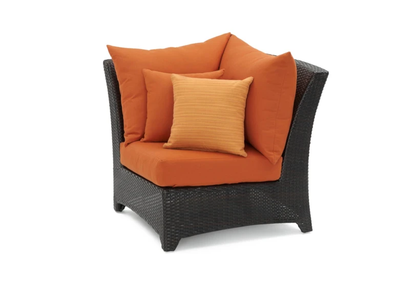 Sagrada Outdoor Corner Chair With Tikka Orange Sunbrella Cushion - 360