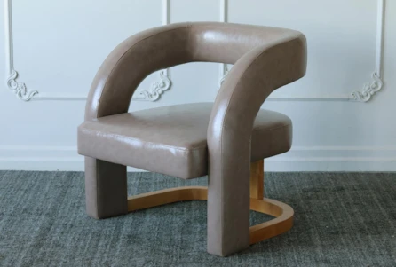 Antique Grey Faux Leather + Natural Ash Accent Chair