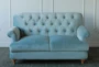 Dusty Blue Velvet Tufted Sofa - Front