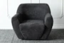 Black Sherpa Swivel Accent Chair - Front