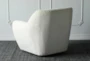 White Sherpa Swivel Accent Chair - Back
