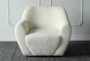 White Sherpa Swivel Accent Chair - Front