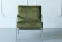 Green Velvet + Grey Metal Frame Accent Chair - Front