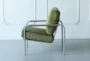 Green Velvet + Grey Metal Frame Accent Chair - Side