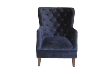 Midnight Blue Tufted Wingback Accent Chair