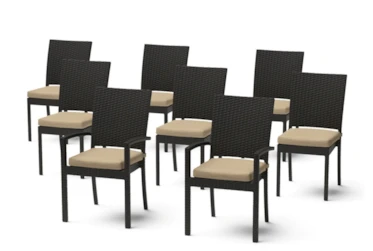 Sagrada Outdoor Dining Chairs With Maxim Beige Sunbrella Cushions Set Of 8