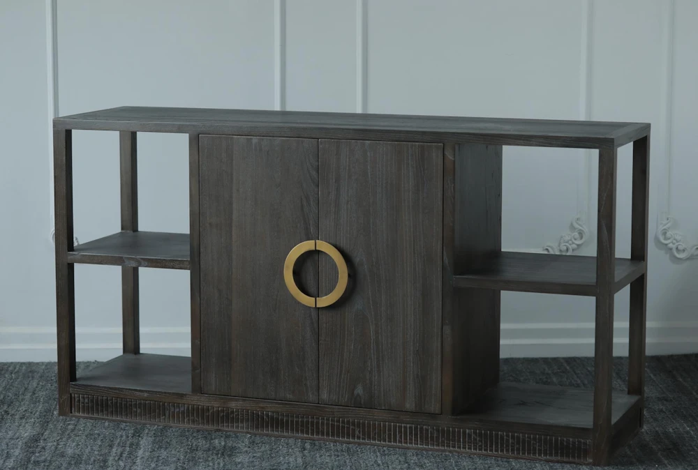 Dark Charcoal + Brass Console Table 