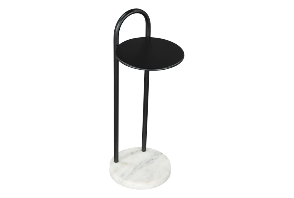22" Black & White Marble Base Drink Table