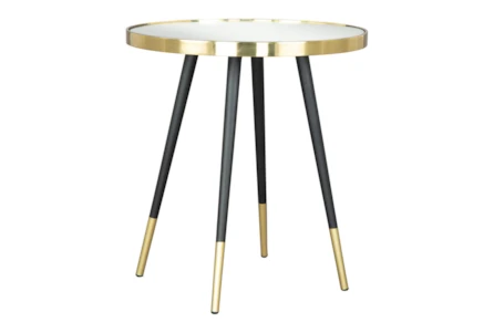 20" Black + Gold Mirror Top Side Table