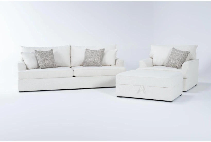 Belinha II Opal 3 Piece Sofa, Chair & Ottoman Set - 360