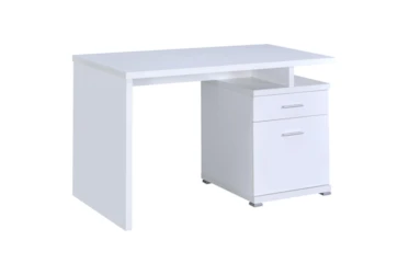 Rivolli White 2-Drawer Office 47" Desk With Cabinet