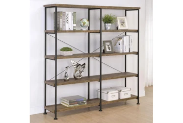 Alvarado 4-Shelf Open Bookcase Rustic Oak