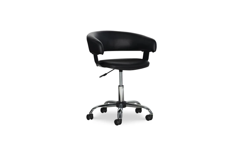 Carnelian Black Faux Leather Barrel Rolling Office Desk Chair - 360