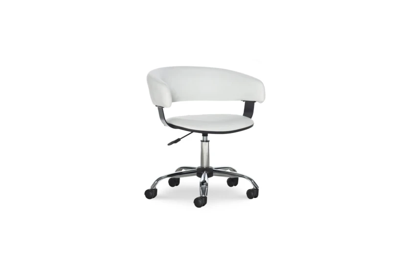 Carnelian White Faux Leather Barrel Rolling Office Desk Chair - 360