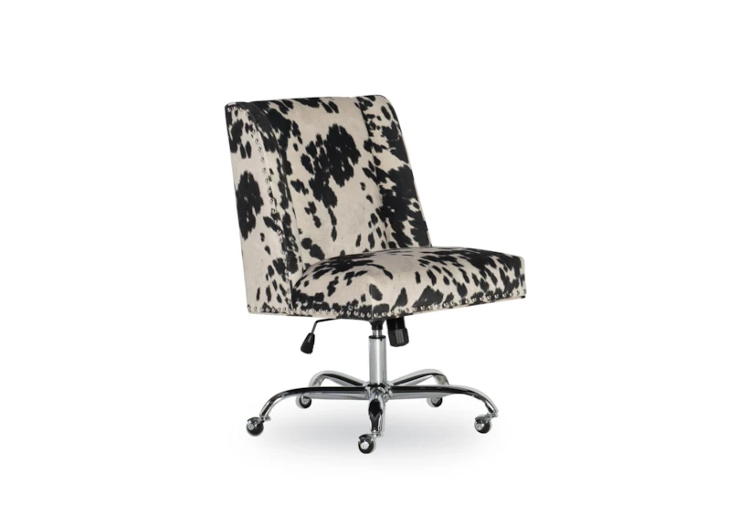 Callippe Black Cowprint Rolling Office Desk Chair - 360
