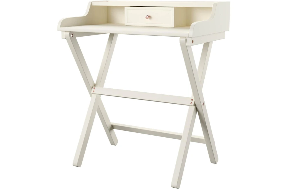 Edgemar White 30" Folding Desk With 1 Drawer + 2 Shelves