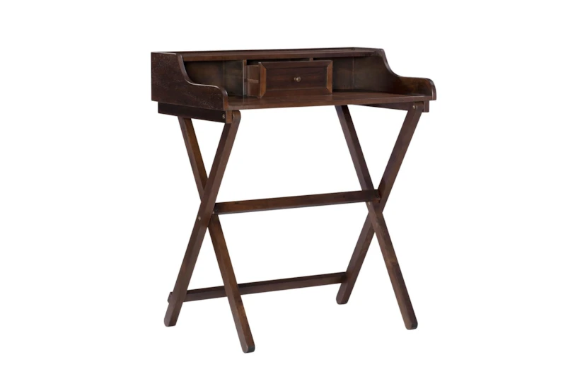 Edgemar Walnut 30" Folding Desk With 1 Drawer + 2 Shelves - 360