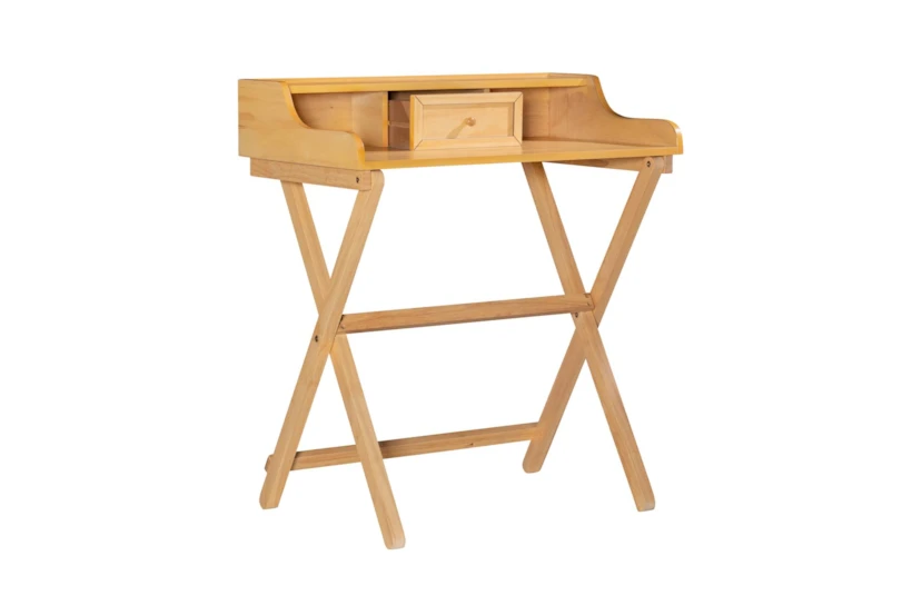 Edgemar Natural 30" Folding Desk With 1 Drawer + 2 Shelves - 360
