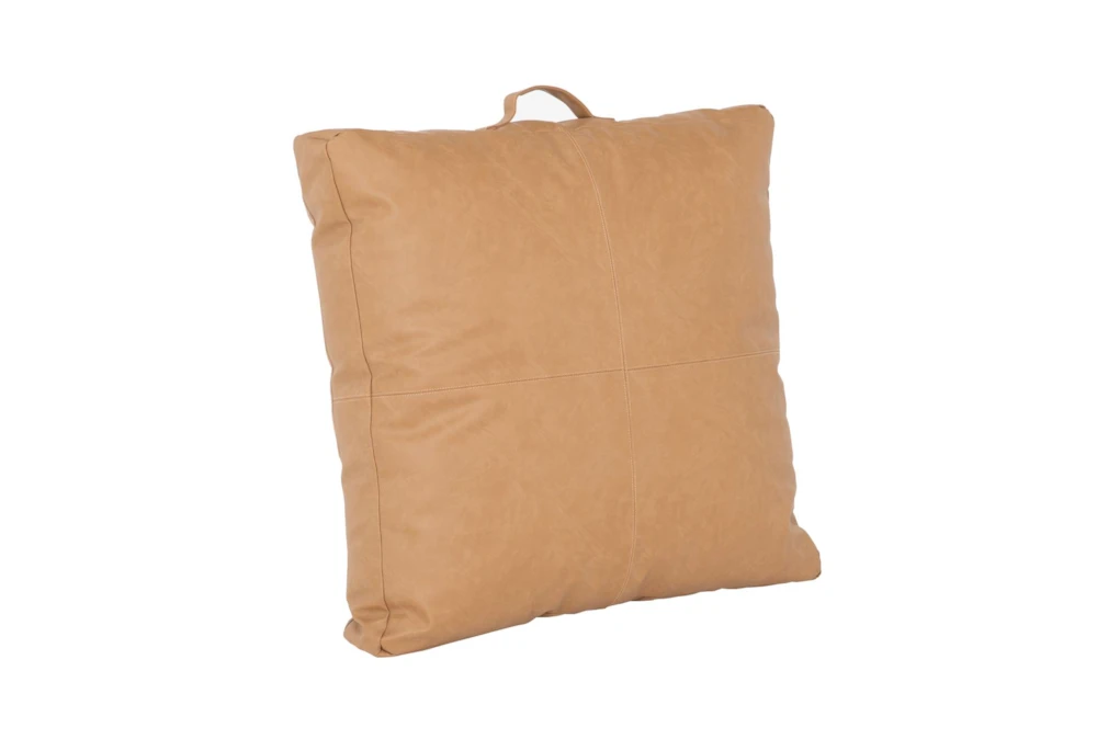 26X26 Camel Brown Faux Leather Floor Cushion