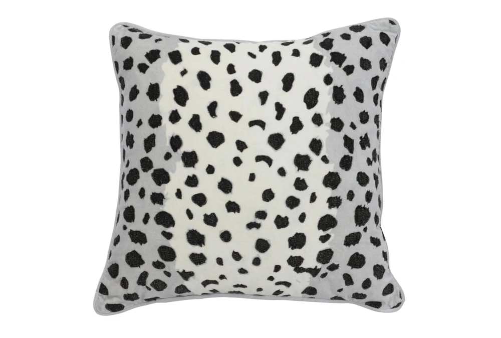 22X22 Grey + White Cheetah Print Throw Pillow