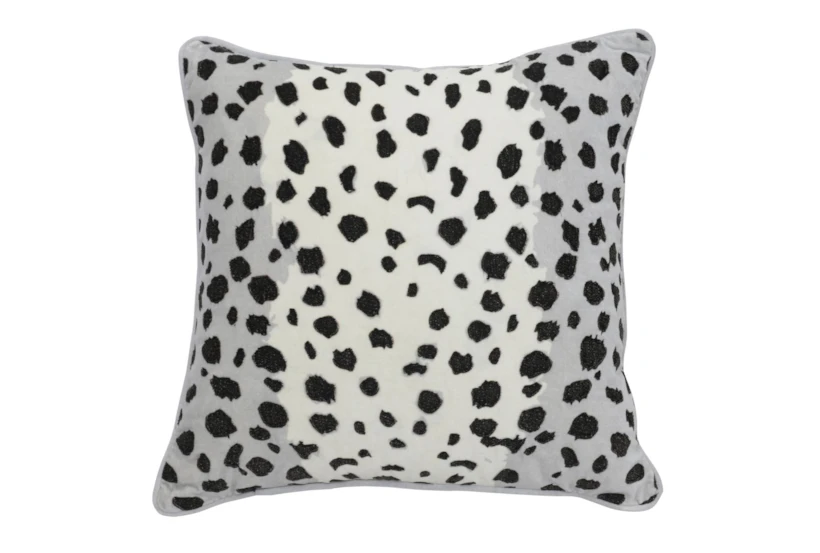 22X22 Grey + White Cheetah Print Throw Pillow - 360